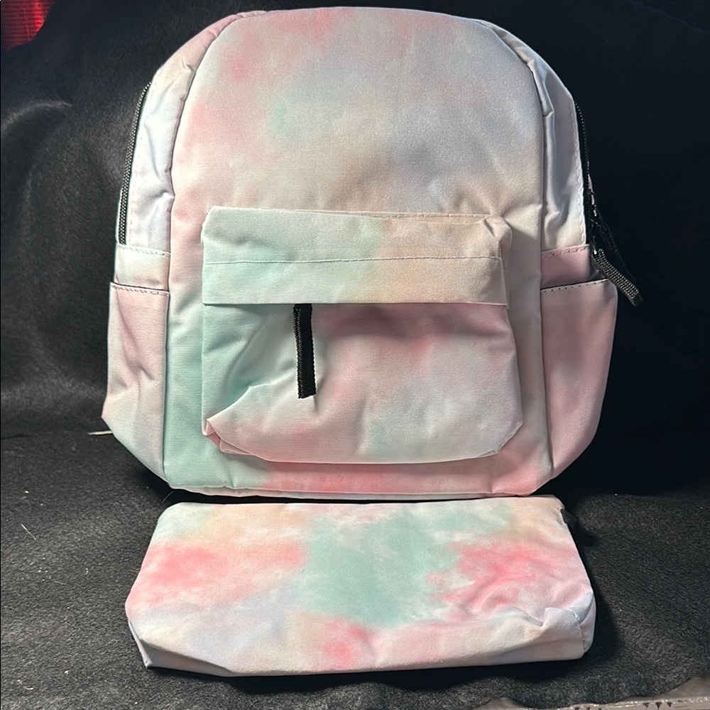 Pastel Tie-Dye Backpack and Pouch Set